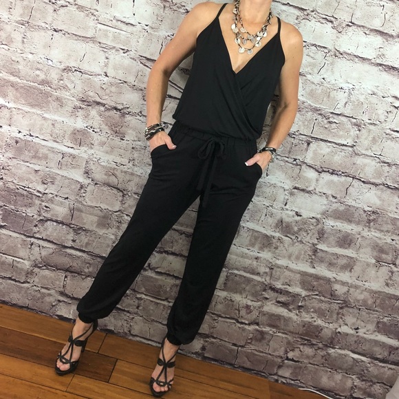 New Elan (Bloomingdale)Spaghetti Strp Blk Jumpsuit - Picture 3 of 8